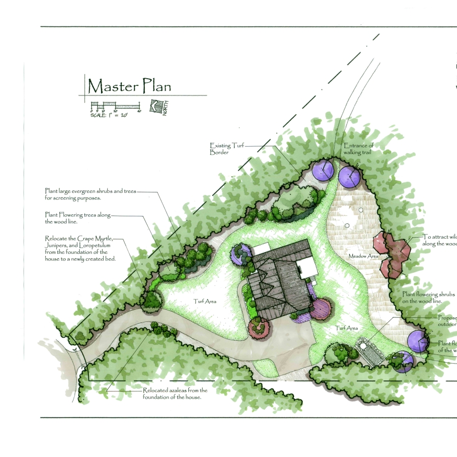 Stone walkway leading through a landscaped garden.